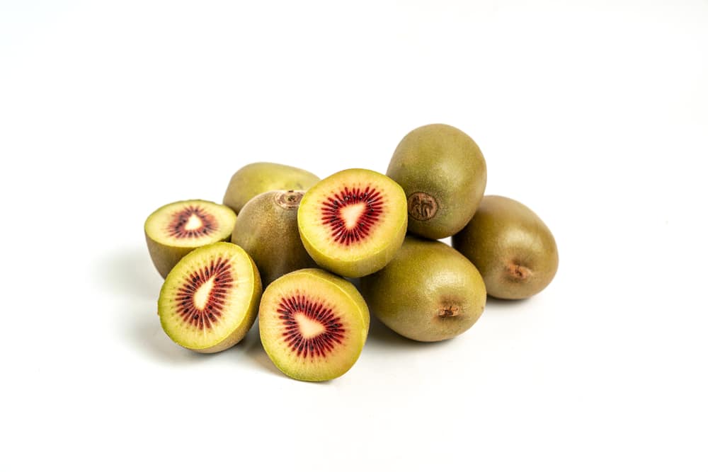 Red,Kiwifruit,Isolated,On,White,Background.